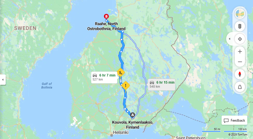 Kouvolasta Raaheen - Etaisyys, Ajaminen, Liikkuminen ja Matkustamisvaihtoehdot