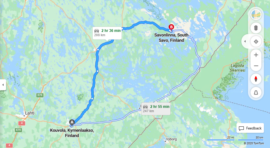 Kouvolasta Savonlinnaan - Etaisyys, Ajo, Liikenne ja Matkustusmahdollisuudet