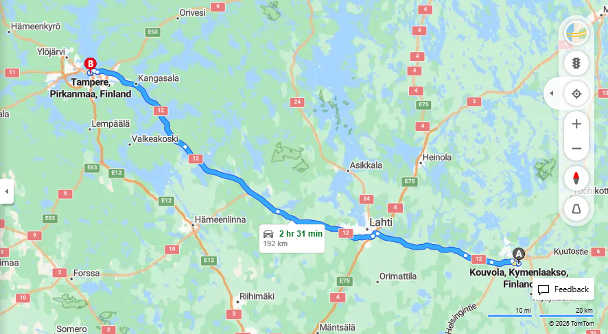 Kouvolasta Tampereelle - Etaisyys, Ajo, Kuljetus ja Matkavaihtoehdot