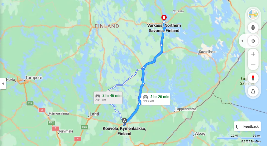 Kouvolasta Varkauteen - Etaisyydet, Ajo, Kuljetus ja Matkustusmahdollisuudet