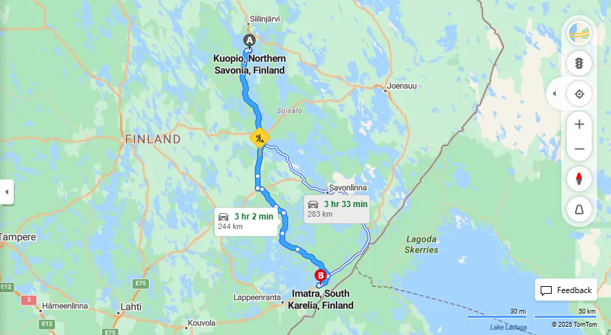 Kuopiosta Imatralle - Etaisyys, Ajo, Kuljetus ja Matkustusvaihtoehdot