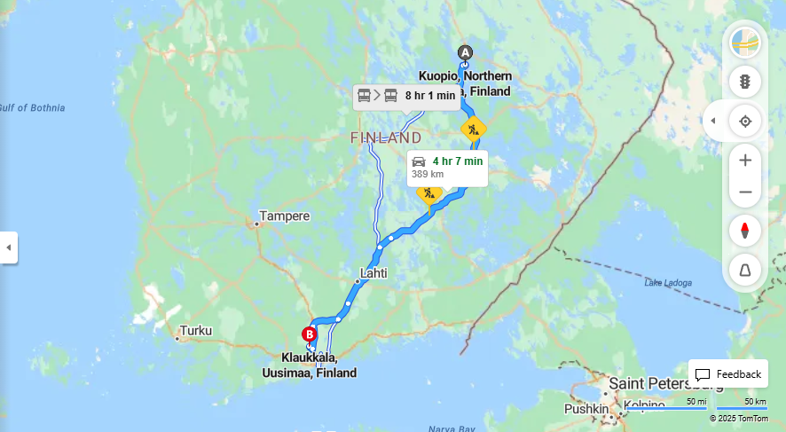 Kuopiosta Klaukkalaan - Etaisyys, Ajo, Kuljetus ja Matkustusvaihtoehdot