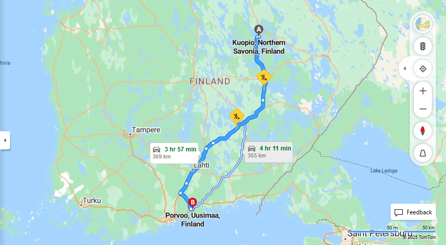 Kuopiosta Porvooseen - Etaisyys, Ajo, Kuljetus ja Matkustusvaihtoehdot