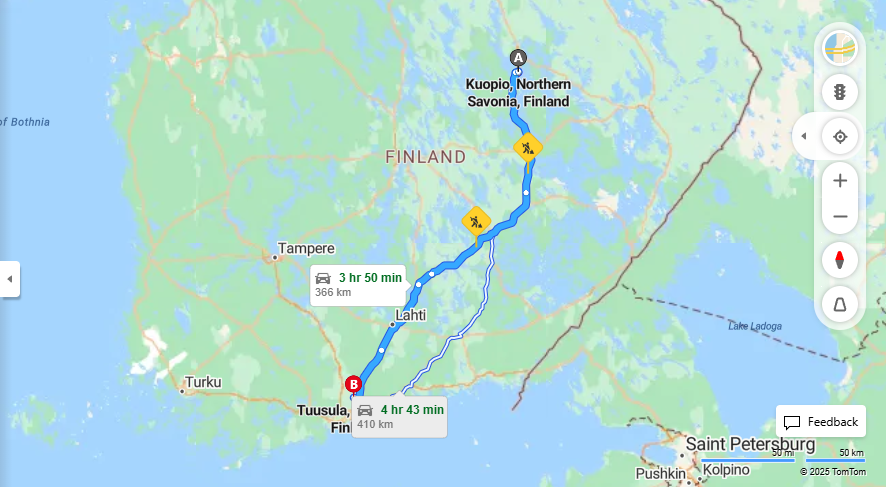Kuopiosta Tuusulaan - Etaisyys, Ajo, Kuljetus ja Matkustusvaihtoehdot