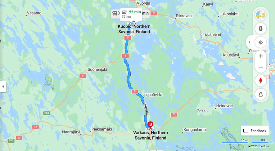 Kuopiosta Varkauteen - Matka, Ajo, Kuljetus ja Matkustamisvaihtoehdot