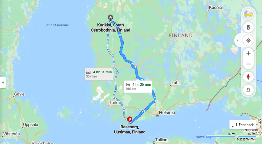 Kurikan ja Raseborgin valinen matka: Etaisyydet, ajo-olosuhteet, kuljetusvaihtoehdot ja matkustamiskeinot