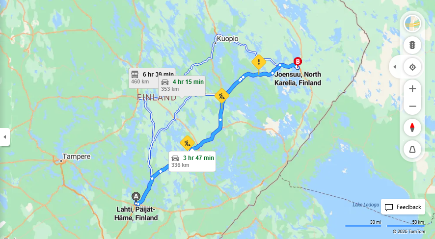 Lahti-Joensuu: Matka, Ajo, Liikkuminen ja Matkustusvaihtoehdot
