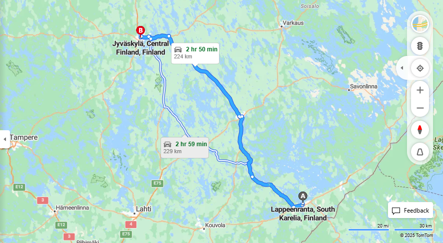 Lappeenrannasta Jyvaskylaan - Etaisyys, Ajo, Liikennemuodot ja Matkustusvaihtoehdot