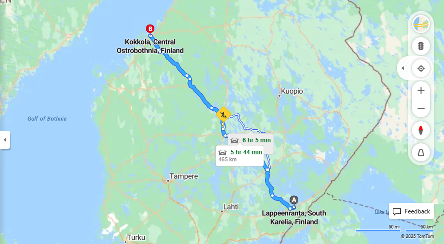 Lappeenrannasta Kokkolaan - Etaisyys, Ajo, Kuljetus ja Matkustusvaihtoehdot