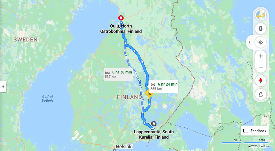Lappeenrannasta Ouluun - Matka, Ajo, Kuljetus ja Matkustusmahdollisuudet