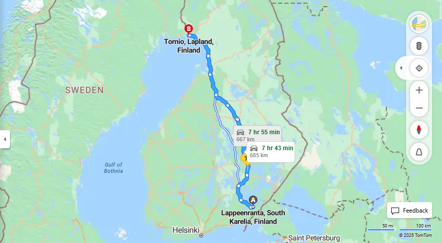 Lappeenrannasta Tornioon - Etaisyys, Ajomatka, Liikenne ja Matkustusvaihtoehdot