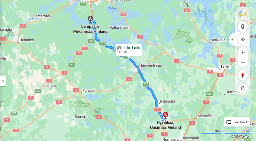Lempaalasta Hyvinkaalle - Etaisyys, Ajo, Liikenne ja Matkustusvaihtoehdot