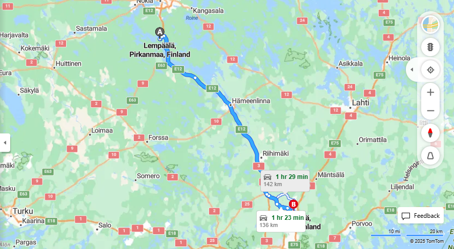 Lempaalasta Jarvenpaahan - Etaisyys, Ajoneuvo, Kuljetus ja Matkustusvaihtoehdot