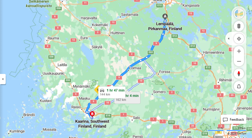 Lempaalasta Kaarinaan - Matkan Pituus, Ajo, Kuljetus ja Matkustusvaihtoehdot