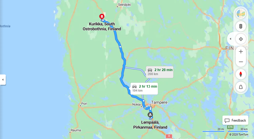 Lempaalasta Kurikkaan - Etaisyys, Ajomatka, Kuljetus ja Matkustamisvaihtoehdot