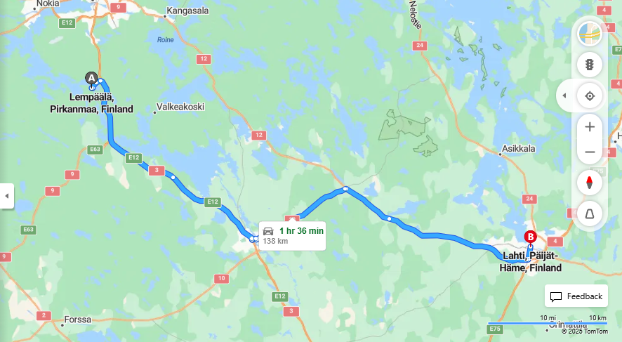 Lempaalasta Lahteen - Etaisyys, Ajo, Liikenne ja Matkustusvaihtoehdot