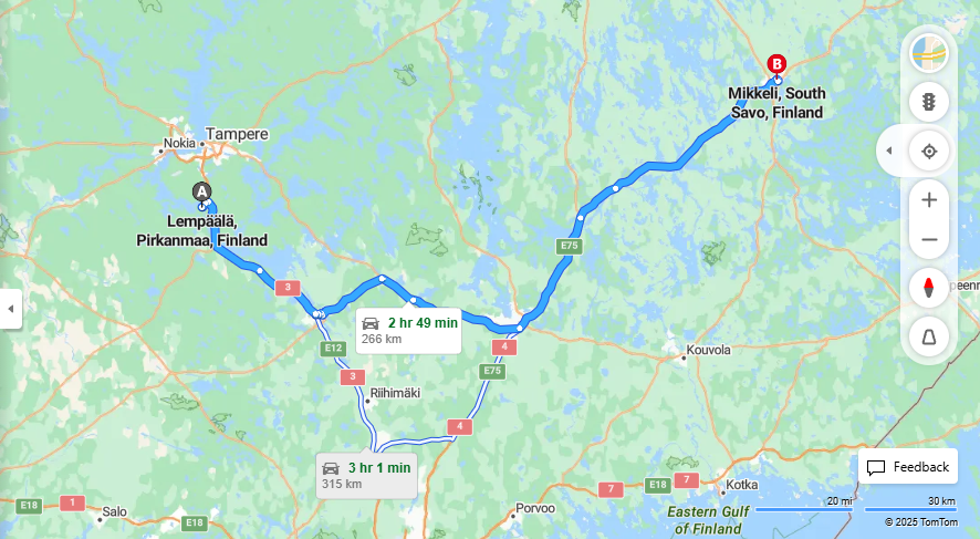 Lempaalasta Mikkeliin - Etaisyydet, Ajo, Liikenneyhteydet ja Matkustusvaihtoehdot