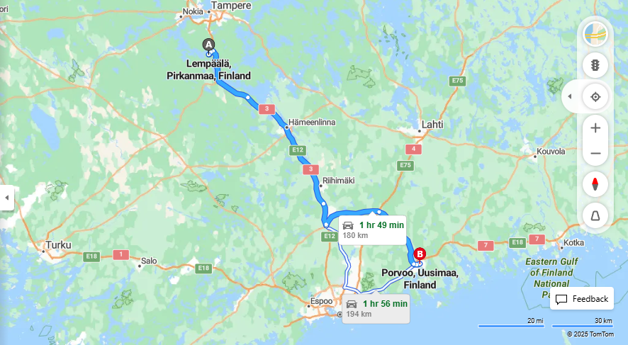 Lempaalasta Porvooseen - Etaisyys, Ajo, Kuljetus ja Matkustamisvaihtoehdot