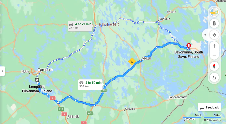 Lempaalasta Savonlinnaan - Etaisyys, Ajo, Liikenne ja Matkustusvaihtoehdot