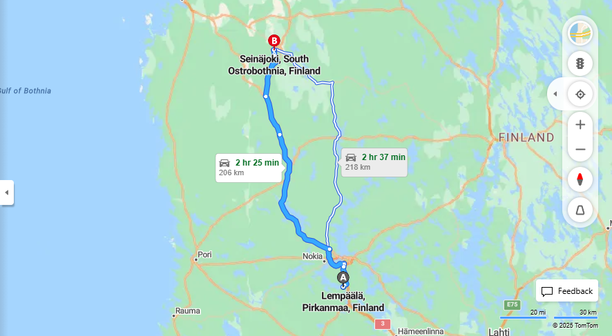 Lempaalasta Seinajoelle - Etaisyys, Ajo, Kuljetus ja Matkustusvaihtoehdot