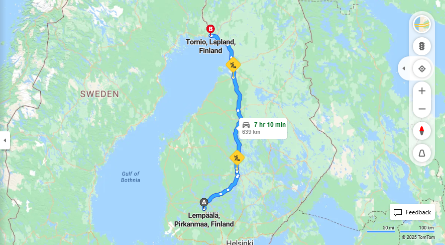 Lempaalasta Tornioon - Etaisyys, Ajo, Liikkumis- ja Matkavaihtoehdot
