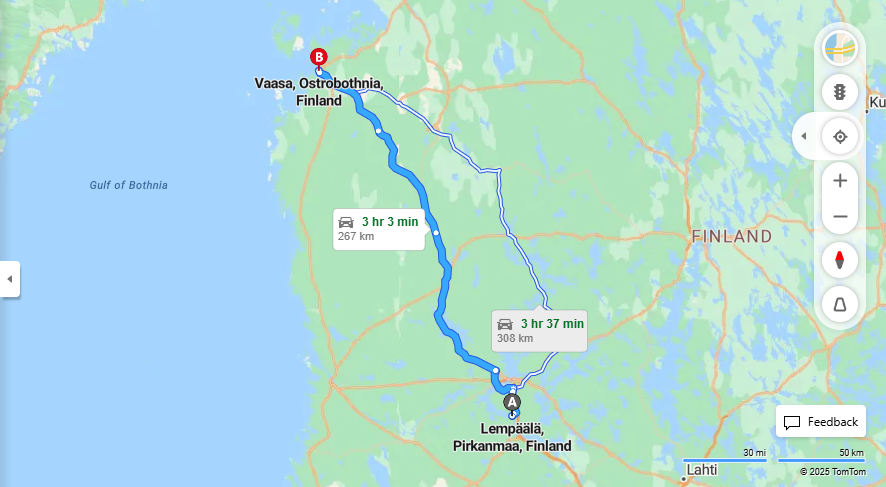 Lempaalasta Vaasaan - Etaisyys, Ajaminen, Kuljetus ja Matkustusvaihtoehdot