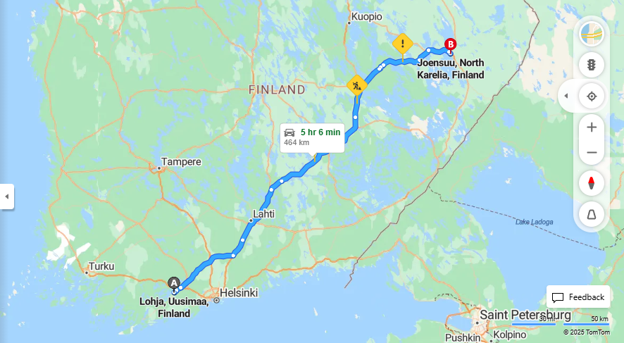 Lohjalta Joensuuhun - Etaisyys, Ajomatka, Liikennemuodot ja Matkustusvaihtoehdot