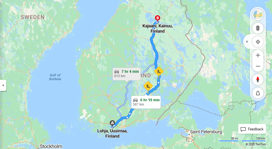Lohjalta Kajaaniin - Etaisyys, Ajo, Kuljetus ja Matkustusvaihtoehdot