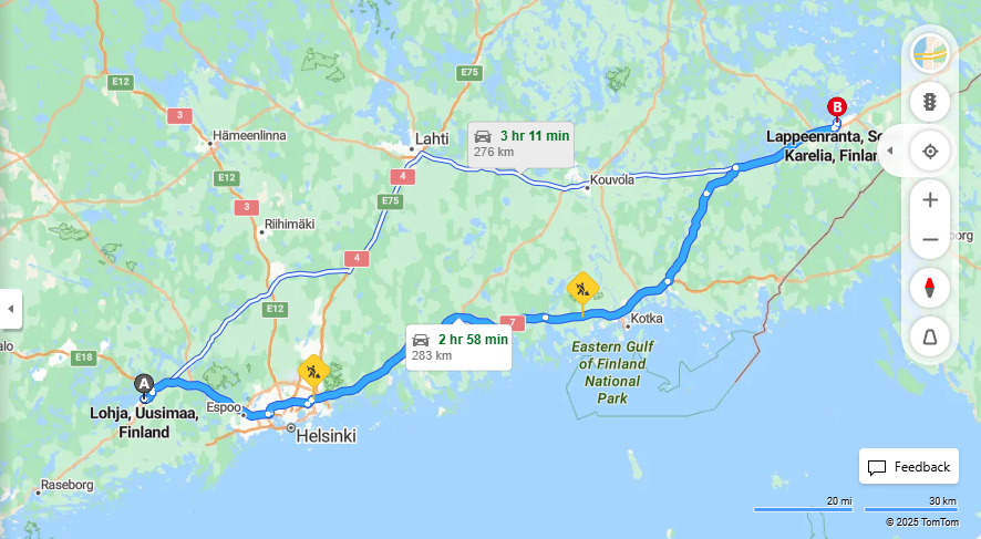 Lohjalta Lappeenrantaan - Etaisyys, Ajo, Liikenne ja Matkustusvaihtoehdot