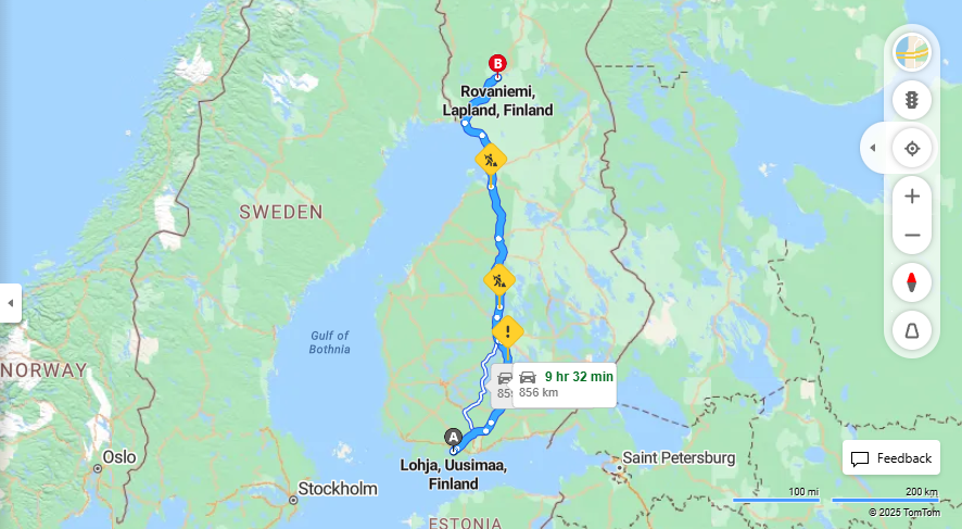 Lohjalta Rovaniemelle - Matkan Pituus, Ajaminen, Liikenne ja Matkustamisvaihtoehdot