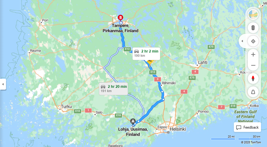 Lohjalta Tampereelle - Matka, Ajo, Kuljetus ja Matkustusvaihtoehdot