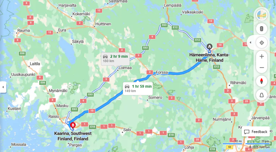 Matka Hameenlinnasta Kaarinaan - Etaisyys, Ajo, Kuljetus ja Matkavaihtoehdot