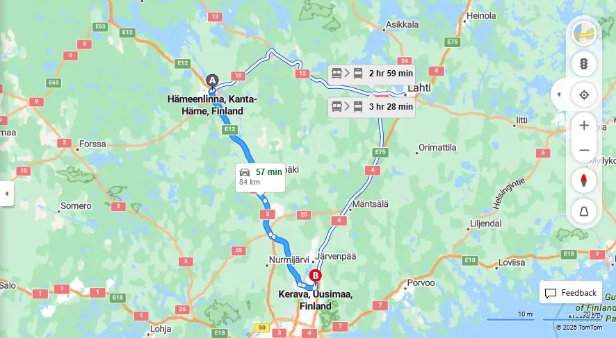 Matka Hameenlinnasta Keravalle - Etaisyys, Ajo, Kuljetus ja Matkavaihtoehdot