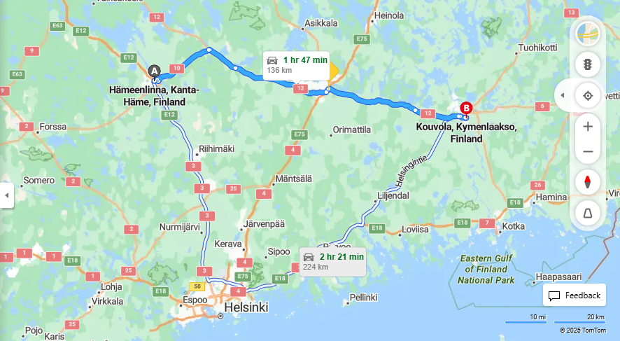 Matka Hameenlinnasta Kouvolaan - Etaisyys, Ajaminen, Kuljetus ja Matkustusvaihtoehdot
