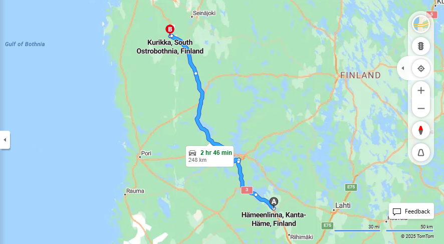 Matka Hameenlinnasta Kurikkaan - Etaisyys, Ajo, Kuljetus ja Matkavaihtoehdot
