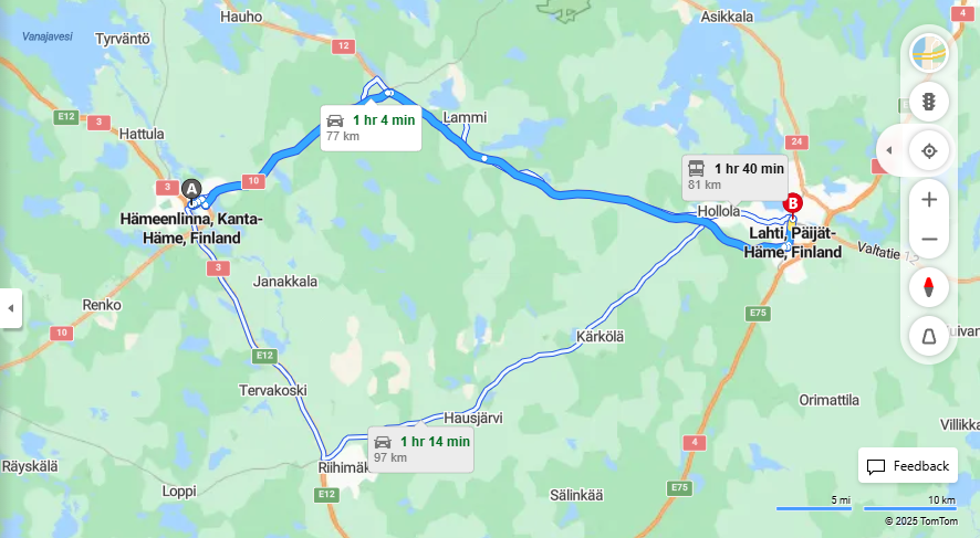 Matka Hameenlinnasta Lahteen - Etaisyys, Ajo, Kuljetus ja Matkustamisvaihtoehdot