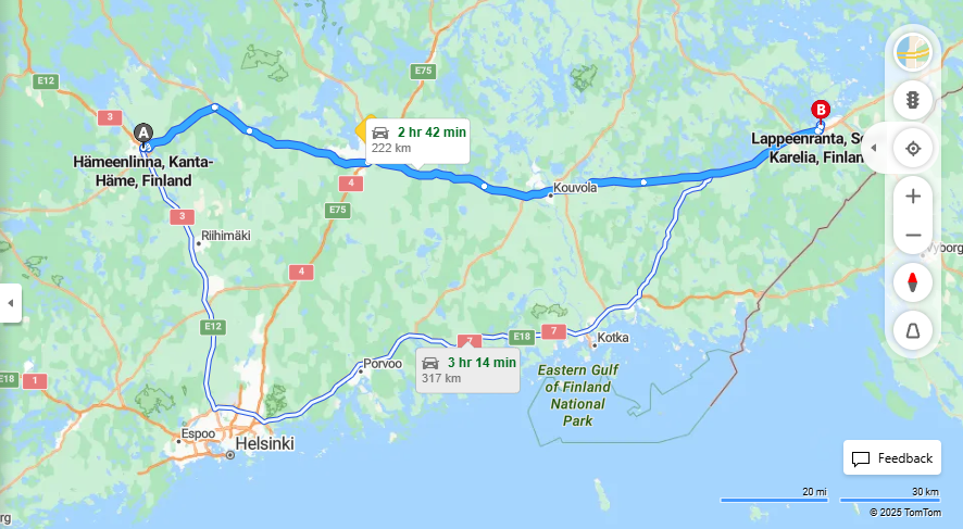 Matka Hameenlinnasta Lappeenrantaan - Etaisyys, Ajo, Liikenne ja Matkustamisvaihtoehdot