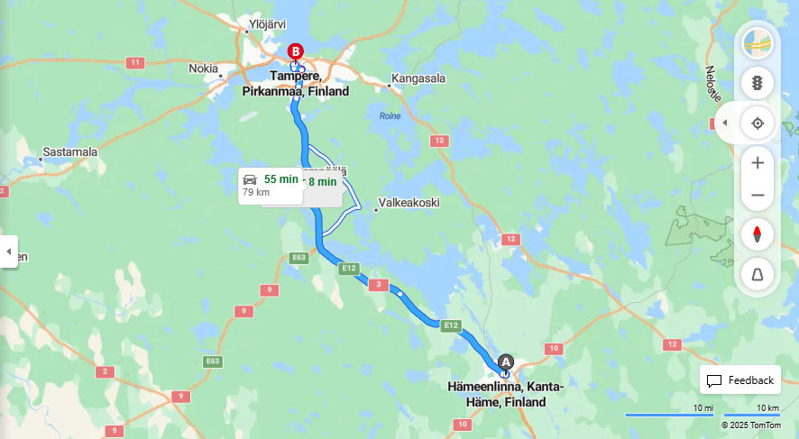 Matka Hameenlinnasta Tampereelle - Etaisyys, Ajo, Liikenne ja Matkustamisvaihtoehdot