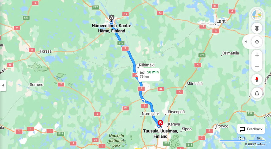 Matka Hameenlinnasta Tuusulaan - Etaisyys, Ajaminen, Kuljetus ja Matkavaihtoehdot