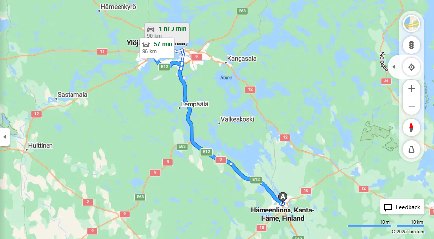 Matka Hameenlinnasta Ylojarvelle - Etaisyys, Ajo, Kuljetus ja Matkustusvaihtoehdot