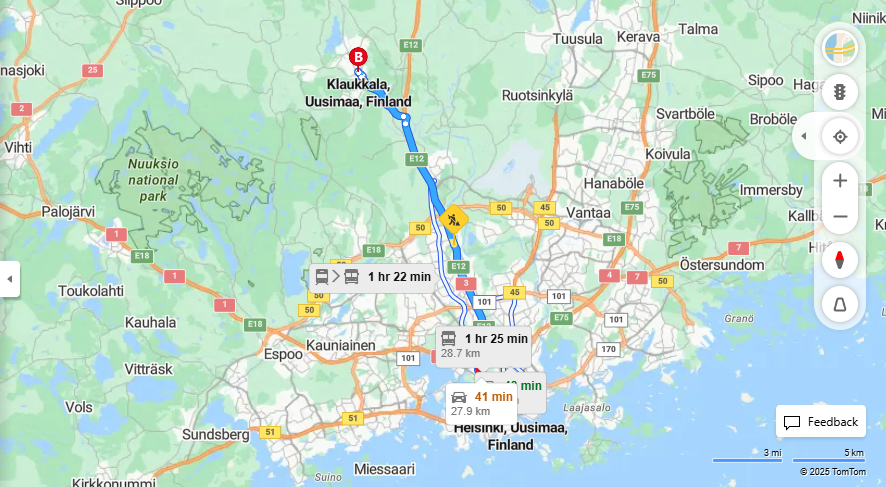 Matka Helsingista Klaukkalaan - Etaisyys, Ajaminen, Liikenne ja Matkavaihtoehdot