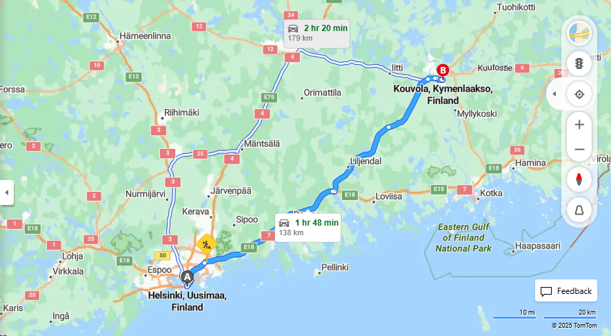 Matka Helsingista Kouvolaan - Etaisyys, Ajaminen, Liikenne ja Matkavaihtoehdot