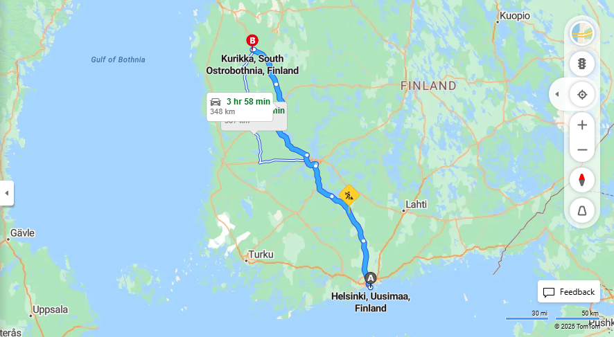 Matka Helsingista Kurikkaan - Etaisyys, Ajaminen, Kuljetus ja Matkustusvaihtoehdot
