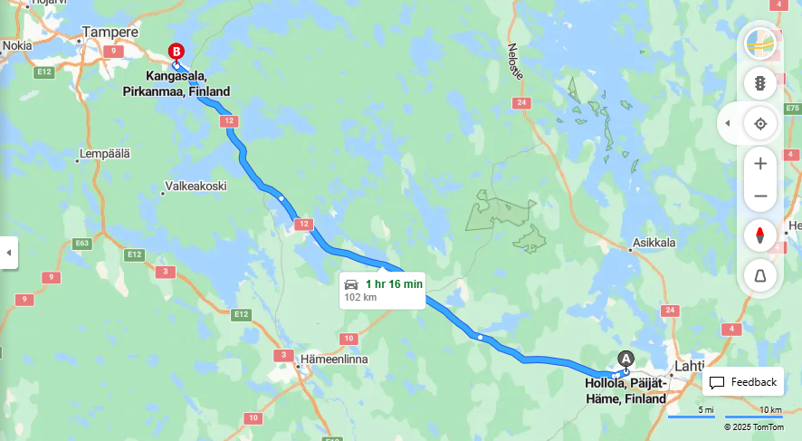 Matka Hollolasta Kangasalalle - Etaisyys, Ajaminen, Kuljetus ja Matkustusmahdollisuudet