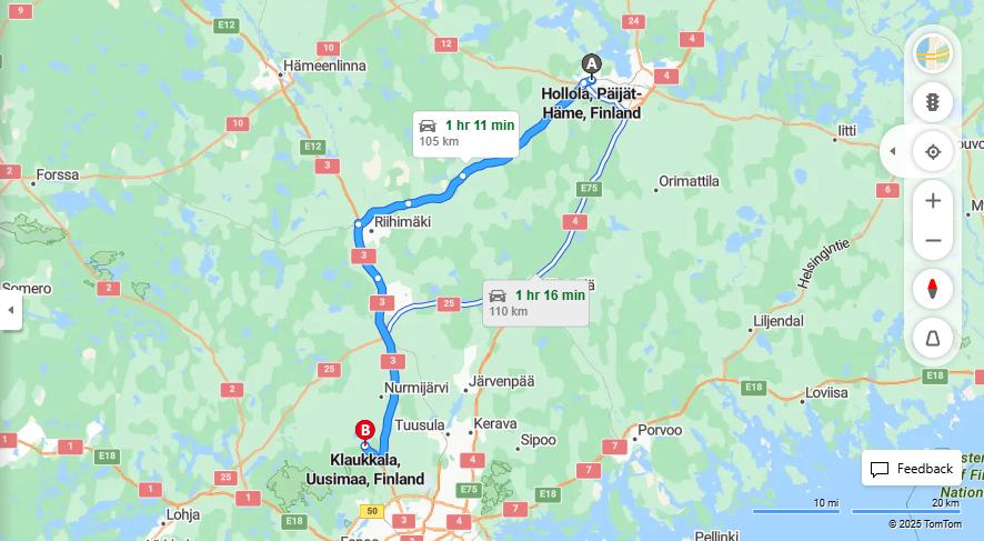 Matka Hollolasta Klaukkalaan - Etaisyys, Ajo, Kuljetus ja Matkasuunnitelmat