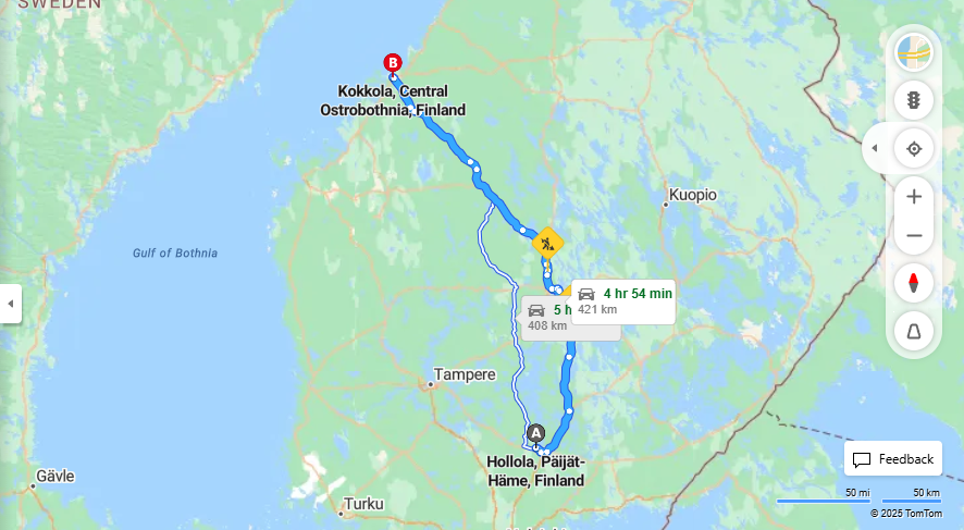 Matka Hollolasta Kokkolaan - Etaisyys, Ajo, Kuljetus ja Matkustusvaihtoehdot