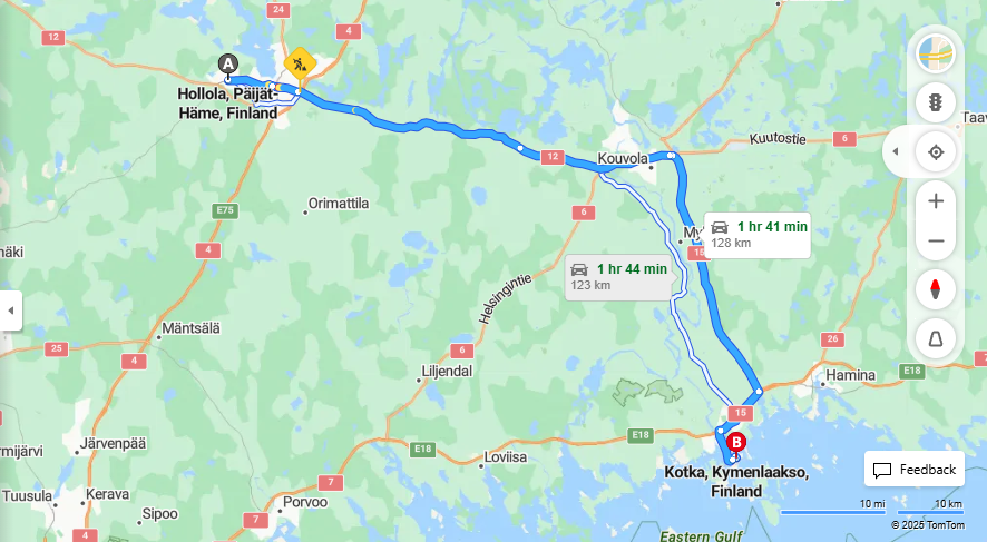 Matka Hollolasta Kotkaan - Etaisyys, Ajaminen, Kuljetus ja Matkustusvaihtoehdot
