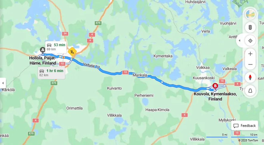 Matka Hollolasta Kouvolaan - Etaisyys, Ajo, Kuljetus ja Matkavaihtoehdot