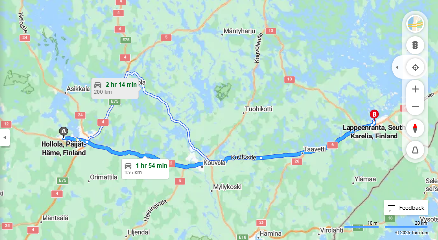 Matka Hollolasta Lappeenrantaan - Etaisyys, Ajaminen, Kuljetus ja Matkustamisvaihtoehdot