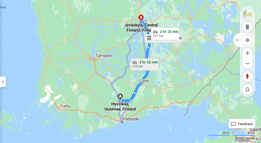 Matka Hyvinkaasta Jyvaskylaan - Etaisyys, Ajaminen, Kuljetus ja Matkustusmahdollisuudet
